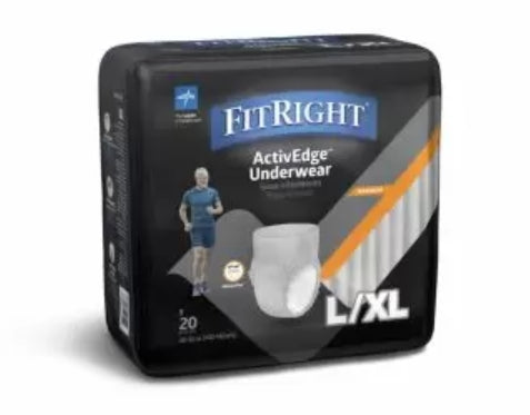 FitRight Ultra Incontinence Underwear for Men, Size L/XL, For Waist Size 40"-56" - Per Pack