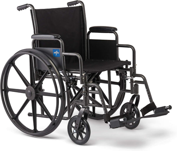 18" Wide K1 Basic Nylon Wheelchair with Swing-Back Desk-Length Arms and Swing-Away Footrests