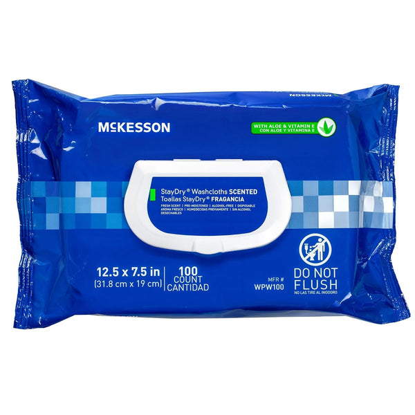 McKesson StayDry Scented Soft Pack Disposable Washcloths - Case