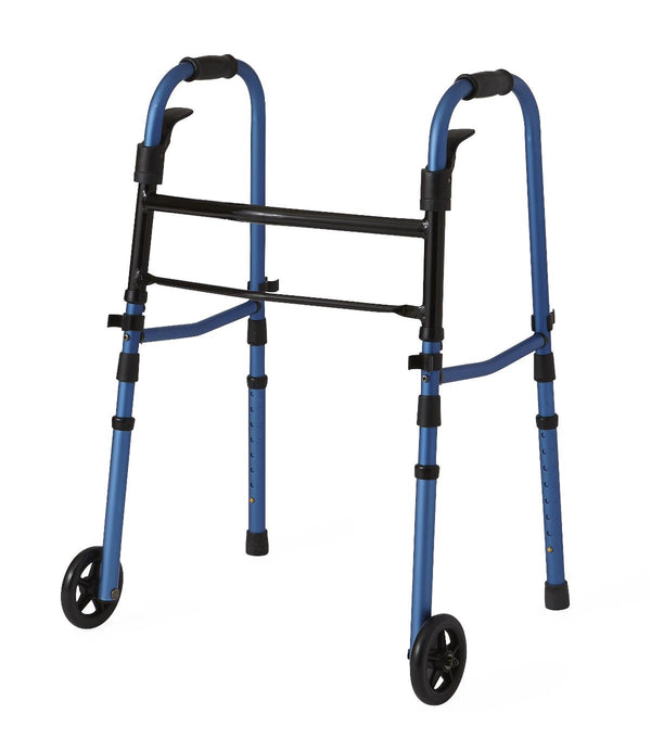 Adult Folding Paddle Walker, 5" Wheels, Blue