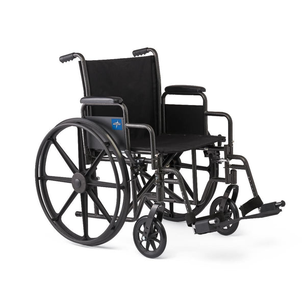 16" Wide K1 Basic Nylon Wheelchair with Swing-Back Desk-Length Arms and Swing-Away Footrests